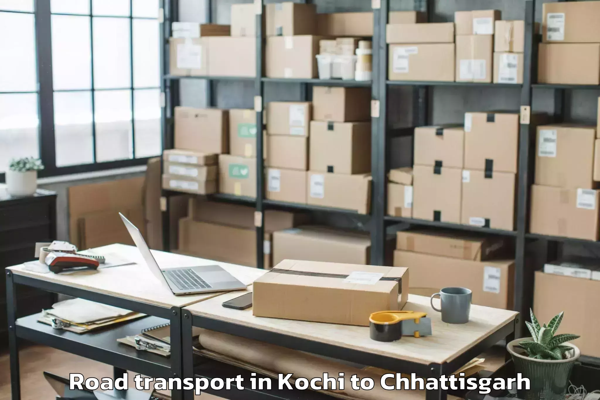 Affordable Kochi to Korba Road Transport